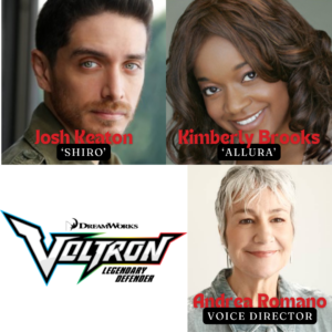 Voltrom Voice Actors and Voice Directors Josh Keaton, Kimberly Brooks and Andrea Romano